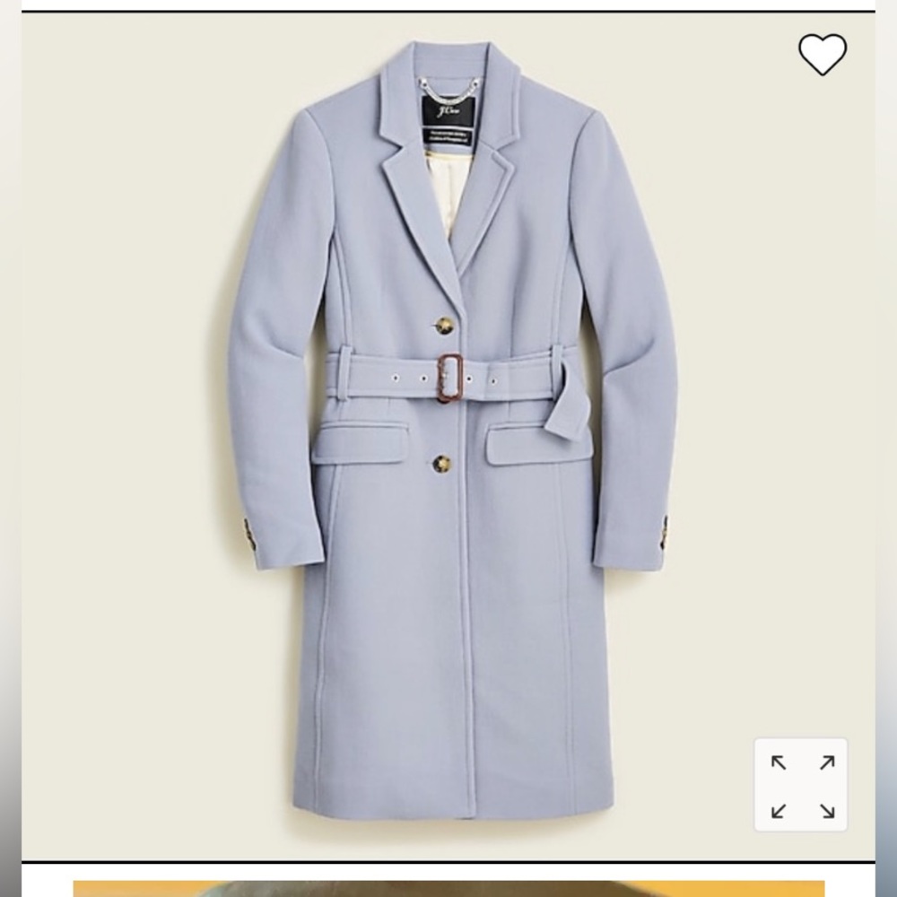 NWT J.Crew Belted Lady Day Topcoat in Italian Double Wool - Size 8 - Blue